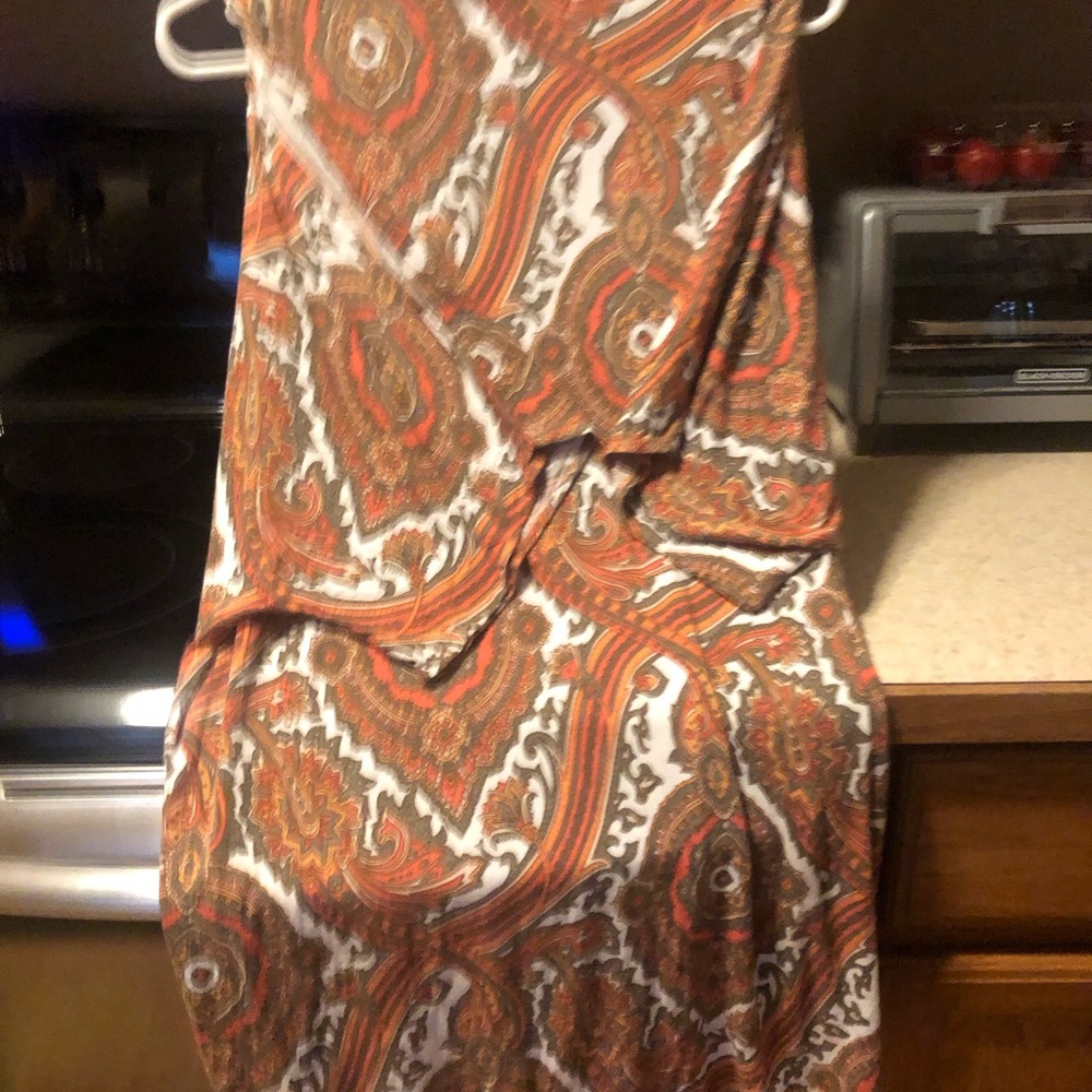 Michael Kors Paisley Patterned Cold Shoulder Top Size XL